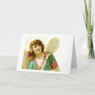 Lady and tennis holiday card