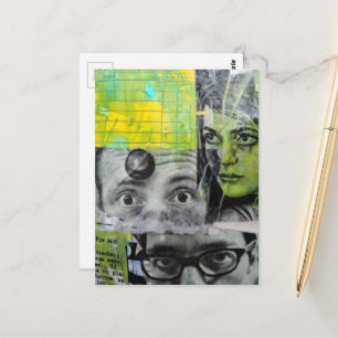 Lady and the Doctors Mixed Media Collage Postcard