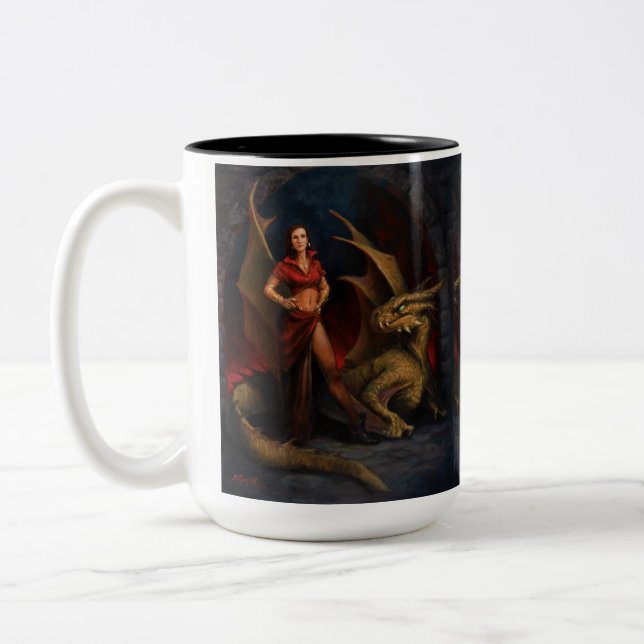 Lady and the Dragon Two-Tone Coffee Mug (Left)