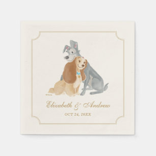 Lady and the Tramp Bride and Groom Wedding Date Napkin