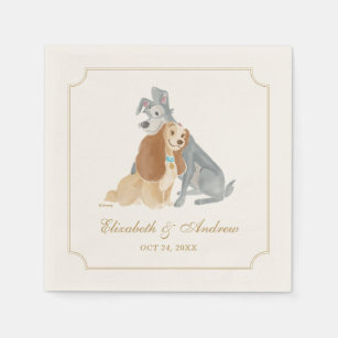 Lady and the Tramp   Bride and Groom Wedding Date Napkin