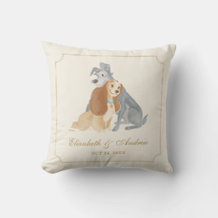 Lady and the Tramp   Bride and Groom Wedding Date Throw Pillow