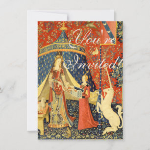 Lady and the Unicorn Medieval Tapestry Art Invitation