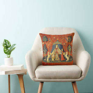 Lady and the Unicorn Medieval Tapestry Art Throw Pillow