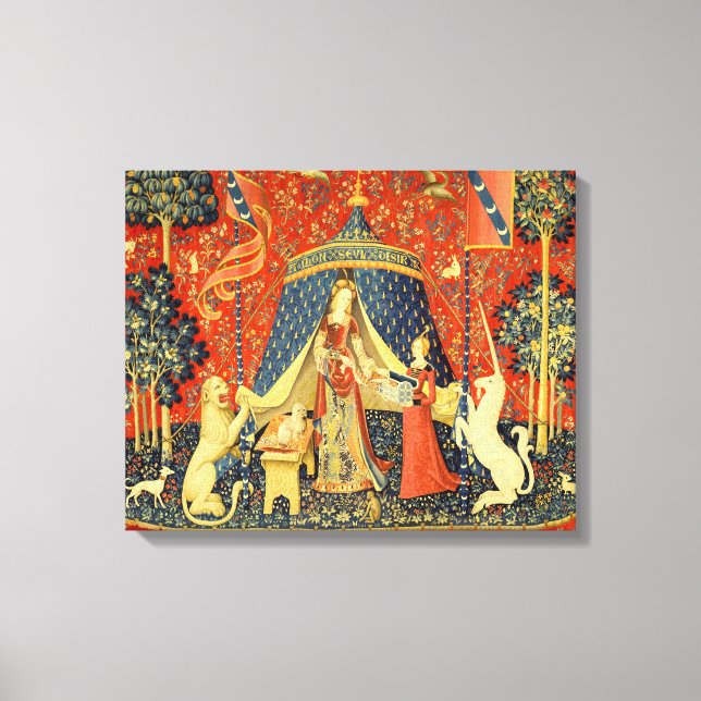 Lady and The Unicorn Medieval Tapestry: French Art Canvas Print (Front)
