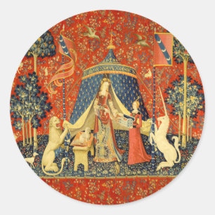 Lady and The Unicorn Medieval Tapestry: French Art Classic Round Sticker
