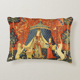 Lady and The Unicorn Medieval Tapestry: French Art Decorative Pillow