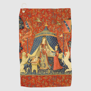 Lady and The Unicorn Medieval Tapestry: French Art Golf Towel