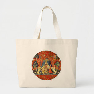 Lady and The Unicorn Medieval Tapestry: French Art Large Tote Bag