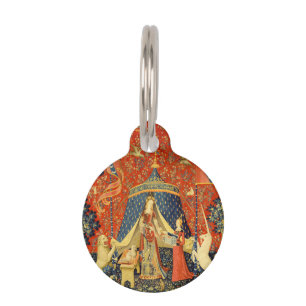 Lady and The Unicorn Medieval Tapestry: French Art Pet Tag