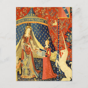 Lady and The Unicorn Medieval Tapestry: French Art Postcard