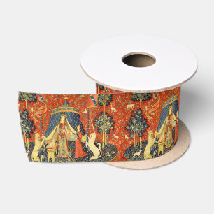 Lady and The Unicorn Medieval Tapestry: French Art Satin Ribbon
