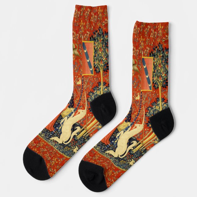 Lady and The Unicorn Medieval Tapestry: French Art Socks (Left)