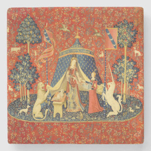 Lady and The Unicorn Medieval Tapestry: French Art Stone Coaster