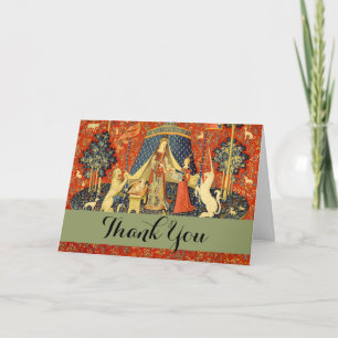 Lady and The Unicorn Medieval Tapestry: French Art Thank You Card