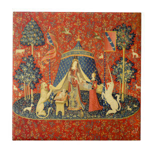 Lady and The Unicorn Medieval Tapestry: French Art Tile
