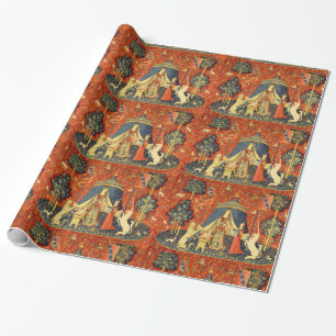 Lady and The Unicorn Medieval Tapestry: French Art Wrapping Paper
