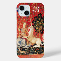 LADY AND UNICORN Fantasy Flowers,Animals Monogram