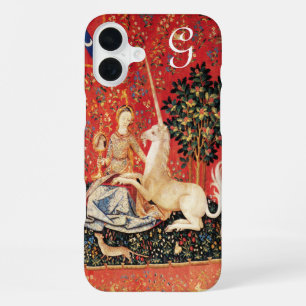 LADY AND UNICORN Fantasy Flowers,Animals Monogram iPhone 16 Plus Case