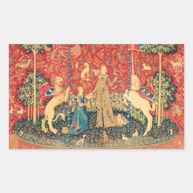 LADY AND UNICORN Fantasy Flowers,Animals Sticker (Front)