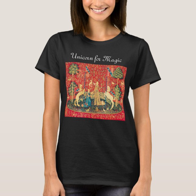 LADY AND UNICORN FOR MAGIC Fantasy Flowers,Animals T-Shirt (Front)