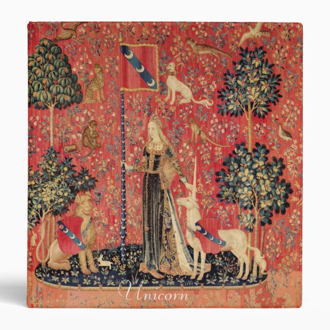LADY AND UNICORN Lion,Fantasy Flowers,Animals Binder (Front)