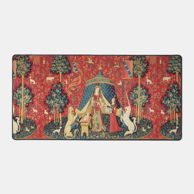LADY AND UNICORN Lion,Fantasy Flowers,Animals Desk Mat (Front)