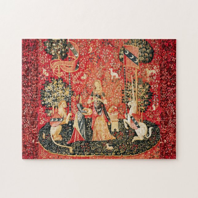 LADY AND UNICORN Lion,Fantasy Flowers,Animals Jigsaw Puzzle (Horizontal)