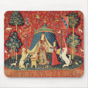 LADY AND UNICORN Lion,Fantasy Flowers,Animals Mouse Pad