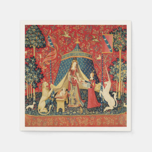 LADY AND UNICORN Lion,Fantasy Flowers,Animals Napkin