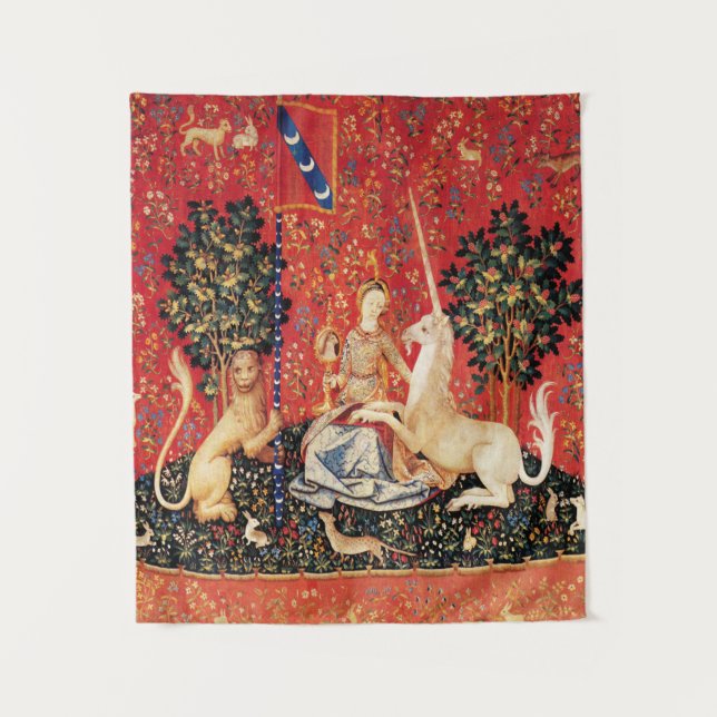 LADY AND UNICORN Lion,Fantasy Flowers,Animals Tapestry (Front)