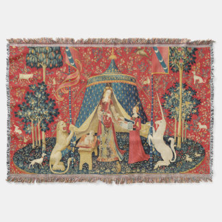 LADY AND UNICORN Lion,Fantasy Flowers,Animals Throw Blanket