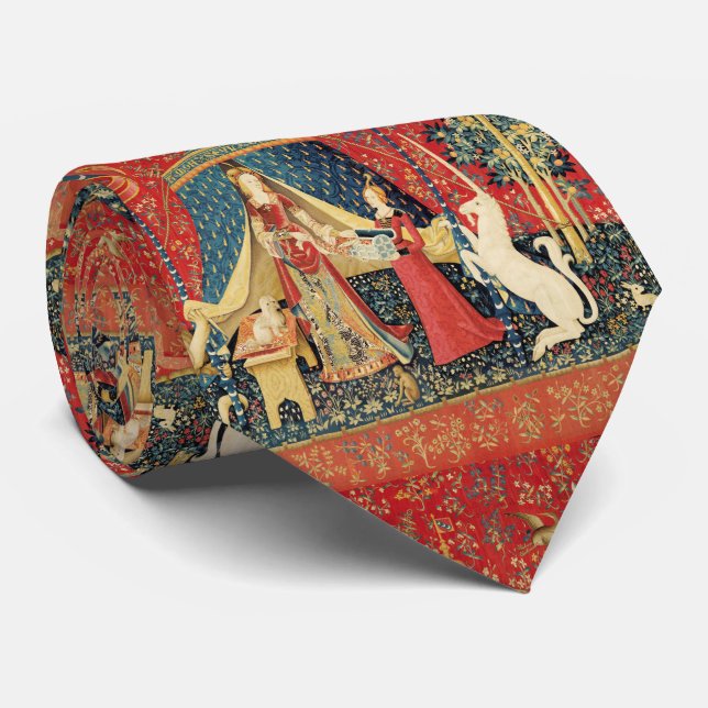 LADY AND UNICORN Lion,Flowers,Animals Fantasy  Tie (Rolled)