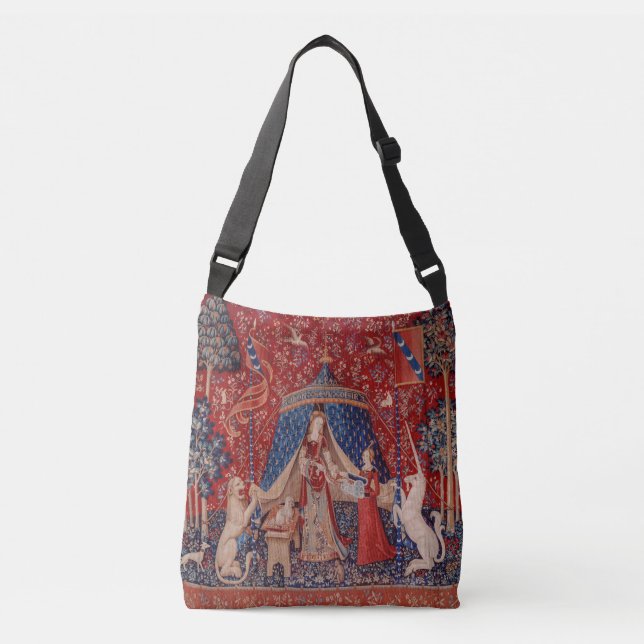 Lady and Unicorn Medieval Tapestry Desire Crossbody Bag (Front)