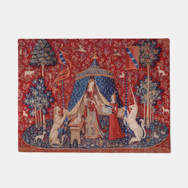 Lady and Unicorn Medieval Tapestry Desire Doormat (Front)