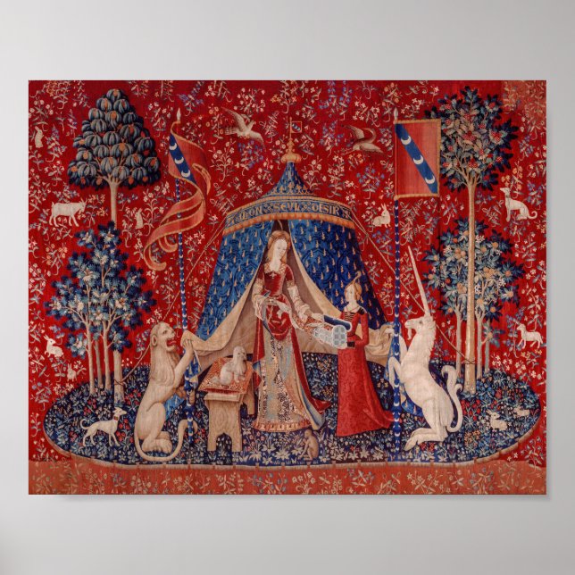 Lady and Unicorn Medieval Tapestry Desire Poster (Front)