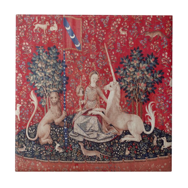 Lady and Unicorn Medieval Tapestry Sight Tile (Front)