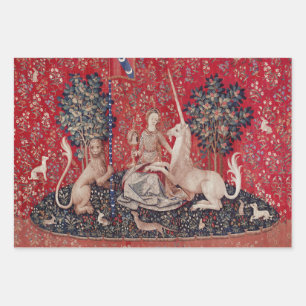 Lady and Unicorn Medieval Tapestry Sight Wrapping Paper Sheet