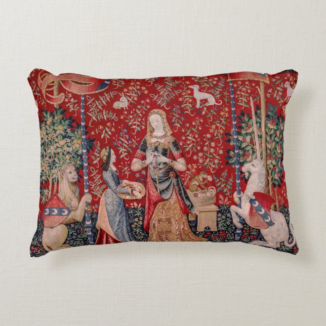 Lady and Unicorn Medieval Tapestry Smell Accent Pillow (Front)