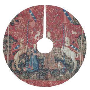 Lady and Unicorn Medieval Tapestry Taste Brushed Polyester Tree Skirt