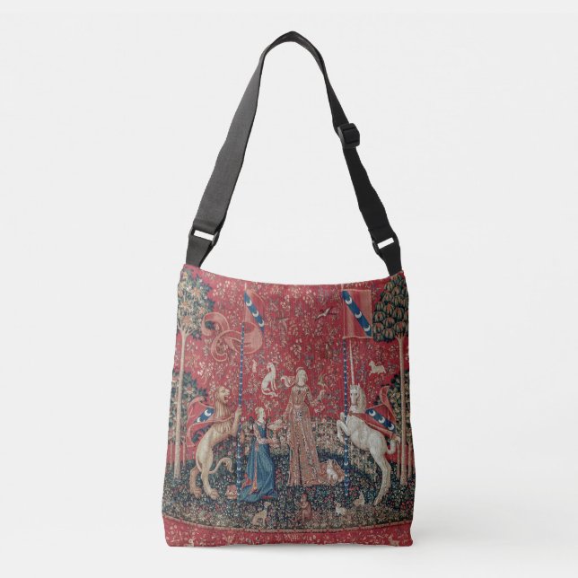 Lady and Unicorn Medieval Tapestry Taste Crossbody Bag (Front)