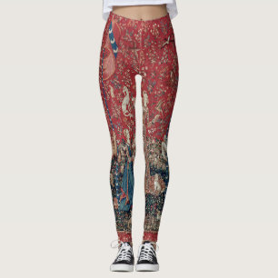 Lady and Unicorn Medieval Tapestry Taste Leggings