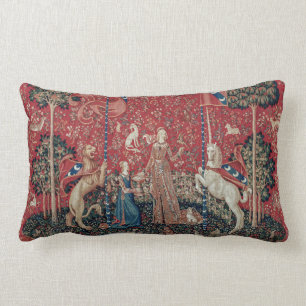 Lady and Unicorn Medieval Tapestry Taste Lumbar Pillow