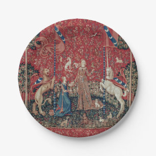 Lady and Unicorn Medieval Tapestry Taste Paper Plate