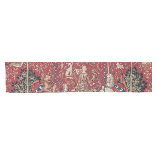 Lady and Unicorn Medieval Tapestry Taste Short Table Runner (Horizontal)