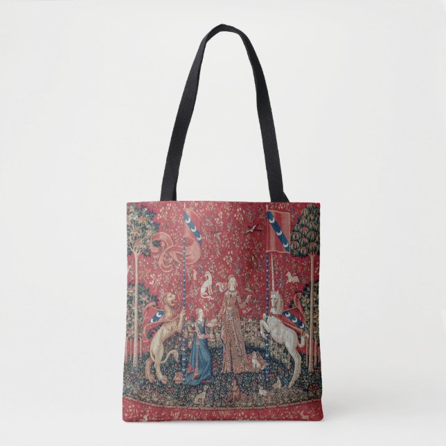 Lady and Unicorn Medieval Tapestry Taste Tote Bag (Front)