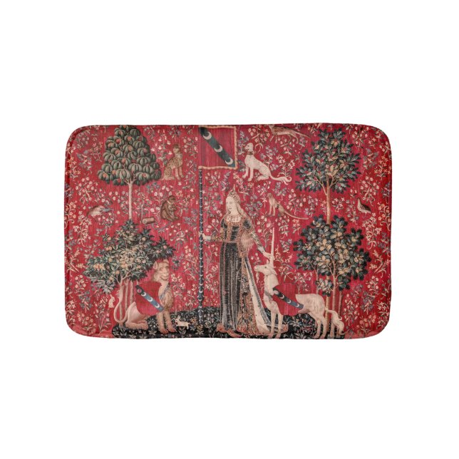 Lady and Unicorn Medieval Tapestry Touch Bath Mat (Front)