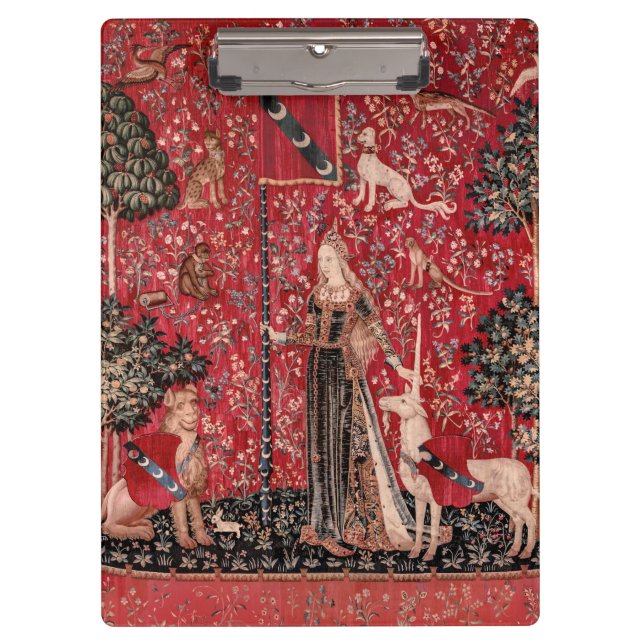 Lady and Unicorn Medieval Tapestry Touch Clipboard (Front)