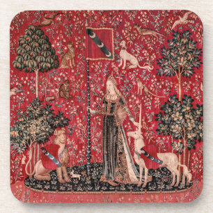 Lady and Unicorn Medieval Tapestry Touch Coaster