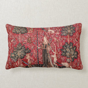Lady and Unicorn Medieval Tapestry Touch Lumbar Pillow